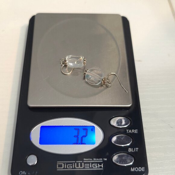 Sterling Silver Clear Glass Earrings A521 - Picture 5 of 5